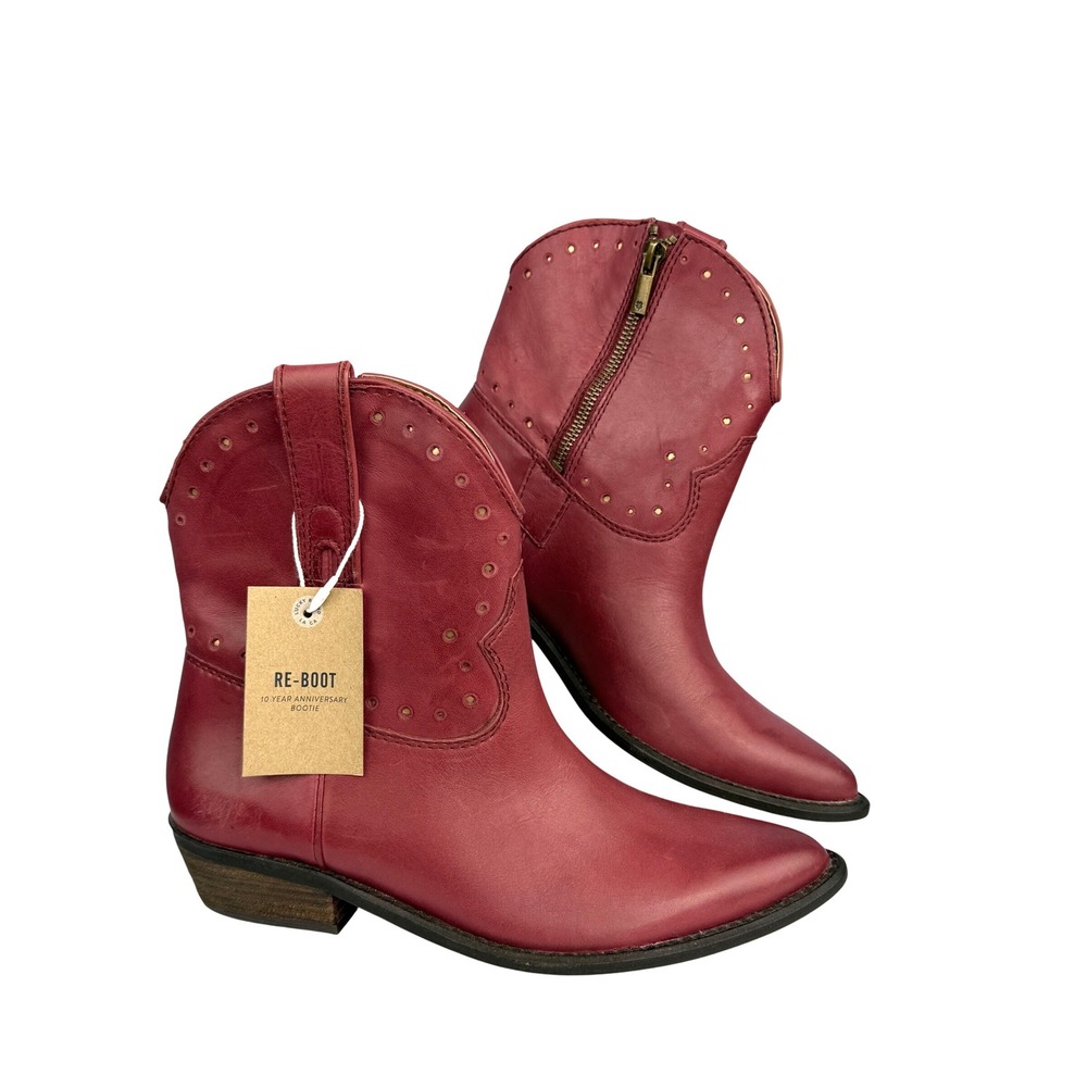 Lucky Brand Re-Boot 10 Year Anniversary Bootie Womens 7.5 Red Leather Western